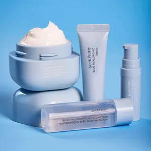 Private Label Lightening Blue Hyaluronic Skin Care Kit Moisturizer Cream Toner Eye Cream Serum Facial Skin Care Set