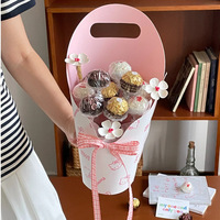 Boîte à fleurs cylindrique avec poignée, emballage personnalisé pour boîtes de Noël, fournitures pour fleuristes, matériaux d'emballage pour banquets