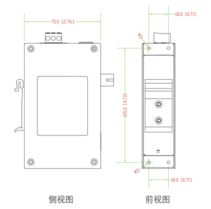 MT-IMC-21A-S-SC Nuevo Convertidor de Medios de Fibra Óptica Monomodo Industrial de 10/100Mbps Ethernet, 2 Puertos, Conector SC, IP30, Metálico - Product Image 3