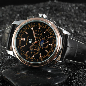 Forsining Nuovi Orologi Meccanici da Uomo con <span class=keywords><strong>Cinturino</strong></span> in Vera <span class=keywords><strong>Pelle</strong></span>, <span class=keywords><strong>Orologio</strong></span> da Polso <span class=keywords><strong>Automatico</strong></span> alla Moda - Product Image 4