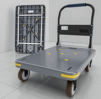 Chariot à plateforme pliable à 4 roues en PP robuste avec construction durable pour une utilisation en supermarché et en atelier