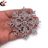 Décoration de Boîte Cadeau de Noël, Grandes Flocons de Neige de 3 Pouces, Cristaux de Verre Transparents, Broches en Strass