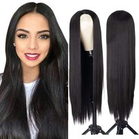 Perruque Lace Wig Remy lisse noire, perruque naturelle, perruque longue, naissance des cheveux naturelle, cheveux lisses, pour femmes noires, 30 pouces
