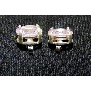 Orecchini a bottone in argento Sterling 925 e zircone rosa - Product Image 1
