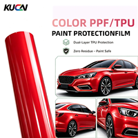 Film de protection de voiture KUCAI TPU rouge, film PPF TPU coloré, film de protection de voiture de haute qualité 7,5 mil, film vinyle brillant, film de protection de voiture TPU auto-réparant