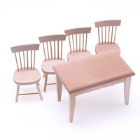 Meubles miniatures pour maison de poupée, table à manger et chaise en bois, décoration classique pour maison miniature 1/12, accessoires pour poupées, cadeau DIY