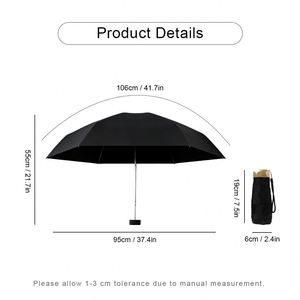 Paraguas Mini con Logotipo Personalizado, Protección UV, Diseño Europeo, Tela de Nailon 190T, Plegable, Semiautomático, para Sol y Lluvia - Product Image 2