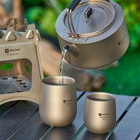 Cangkir Titanium Murni Ringan Logo Kustom Portabel Mug Minum Titanium untuk Berkemah di Luar Ruangan