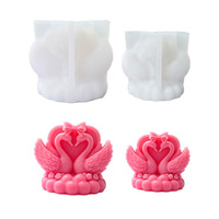 Moule en silicone pour bougie en cire de soja et cire d'abeille, motif cygne couple, pour décoration de gâteau, dessert ovale, grande taille, réutilisable, pour pâtisserie DIY