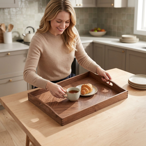 Bandejas para Servir Comida Estilo Americano, Aptas para Lavavajillas y Microondas, Hechas a Mano, Sostenibles, Resistentes, de Madera con Recubrimiento en Polvo - Product Image 1