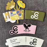 Manchons de tasses à café en papier kraft noir, isolants, jetables, personnalisables avec logo imprimé, pour boissons chaudes ou froides