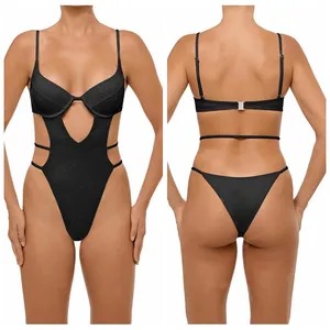 Shinning Underwire Cut Out Metal Buckle String One Piece Swimsuit Young Girls Swimwear Online