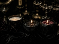 Ensemble de bougies parfumées de luxe noires, bougies d'aromathérapie en cire de soja dans un élégant coffret cadeau noir pour mariage et décoration de la maison