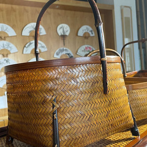 Specialized hand-held <b>bamboo</b> basket for outdoor picnics, woven <b>bamboo</b> basket, Japanese style durable storage basket, - Product Image 3