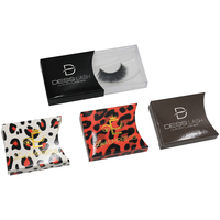 Boîtes à cils à manches courtes avec logo personnalisé, design léopard unique, emballage de cils en papier recyclable, laminage brillant, taille personnalisable