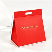 Boîte cadeau en papier triangulaire pliable personnalisée pour soins de la peau avec poignée, produits cosmétiques, emballage en carton pliable plat