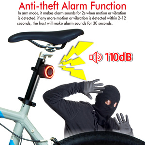 Fietsachterlicht Smart Rechargeable Anti Theft Bike Bicycle Tail Light Alarm Brake Light Siren Motorcycle Scooter Mountain Bike - Product Image 5