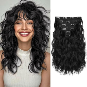 Extension per <span class=keywords><strong>capelli</strong></span> con clip in <span class=keywords><strong>capelli</strong></span> umani vergini brasiliani, ondulati, naturali, con mèches <span class=keywords><strong>castano</strong></span> <span class=keywords><strong>chiaro</strong></span> miste - Product Image 1