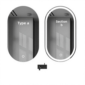 <span class=keywords><strong>Espejo</strong></span> de <span class=keywords><strong>Baño</strong></span> Ovalado Inteligente Antivaho con Luz, Instalación Colgante de Pared, Estilo Minimalista, Lentes de Vidrio - Product Image 1