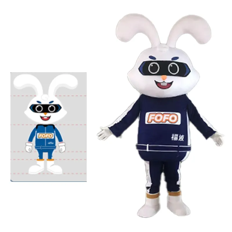 Traje de mascote de animal personalizado, fantasia de coelho personalizada de caminhada, forma de coelho, roupas para cosplay, festa