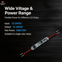Variateur de lumière tactile mini LED 12-24VDC 1CH3A CV E1-C