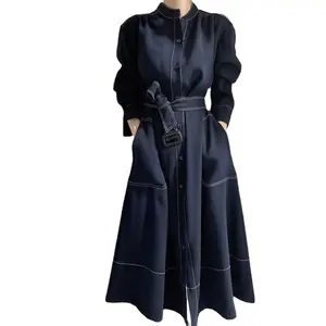 Commercio all'ingrosso 2020 autunno nuovo stile Coreano allentato elegante del merletto del vestito della cinghia delle donne monopetto A-line pendolari vestito per le donne