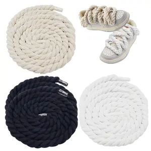 White Black Thick Twist Rope Shoe Laces Strings Round Cotton Chunky Shoelaces Replacement Laces for AF Sneakers