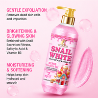 Faible MOQ ODM/ODM Gel Douche Moussant Exfoliant Snail White 1000ml Formule Nettoyante en Profondeur à la Vitamine E Élimine l'Acné et les Acariens