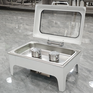 Réchaud rectangulaire en acier inoxydable 9L LQ Brand blanc pour buffet de mariage et événements, service de restauration - Product Image 6
