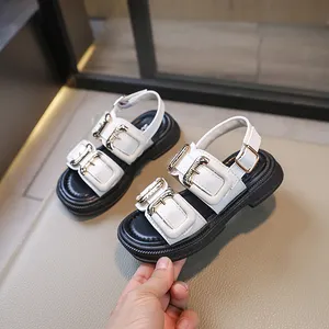 Детские модные сандалии с открытым носком и логотипом на заказ, 2024 летние водонепроницаемые Нескользящие дышащие пляжные туфли для девочек