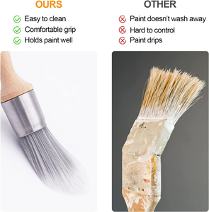 Pinceau de nettoyage pour <span class=keywords><strong>peintre</strong></span>, poils naturels, tête ronde, pour craie, peinture à l'huile, cire, ne perd jamais ses poils, manche en bois verni - Product Image 5