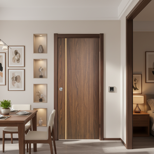 Puerta Interior Moderna <span class=keywords><strong>de</strong></span> Madera Sólida Minimalista para Dormitorio con Marcos, Apertura <span class=keywords><strong>Manual</strong></span> <span class=keywords><strong>de</strong></span> Alta Calidad Personalizada, <span class=keywords><strong>Diseño</strong></span> Bien Sellado - Product Image 4