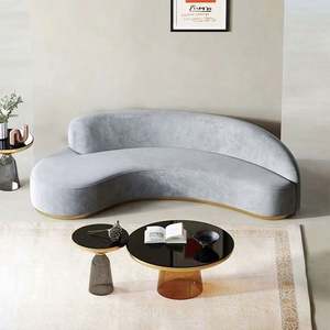 Set <span class=keywords><strong>sofa</strong></span> melengkung modern beludru, furnitur mewah Italia <span class=keywords><strong>sofa</strong></span> semi lingkaran - Product Image 6