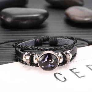 Douze Zodiac Couple Bracelet Verre Cross-border Multi-couche Perle Lumineux Punk Vache En Cuir Ciel Étoilé Bracelet - Product Image 6