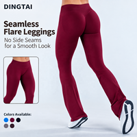 Pantalon de yoga micro-évasé en tricot, coupe ajustée, nouvelle conception Dingtai pour femmes, longueur intégrale, ourlet évasé, en nylon et élasthanne doux, décontracté