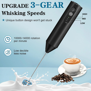 Frullino per Latte Ricaricabile <span class=keywords><strong>a</strong></span> 3 Velocità, Mixer Portatile per Bevande, <span class=keywords><strong>Montalatte</strong></span> Manuale per Caffè, Latte, Cappuccino - Product Image 2