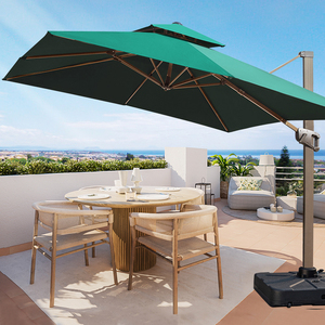 MOQ bajo al aire libre de gran tamaño Sombrillas de Patio para piscina Luces LED solares restaurante paraguas Bases para patio