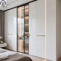 GAMSUNG Nouvelle Armoire de Chambre à Coucher en Acier Inoxydable Durable avec Éclairage LED, Design Moderne, Étanche, Meuble Écologique Pré-assemblé