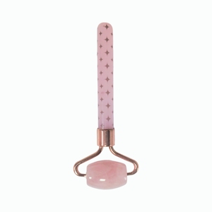 Rodillo Facial de Cuarzo Rosa 100% Natural con Mango de Resina - Product Image 1