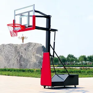 Stand bola basket dalam ruangan luar ruangan, dudukan bola basket ukuran dapat diatur tinggi dalam dan luar ruangan portabel standar untuk anak-anak
