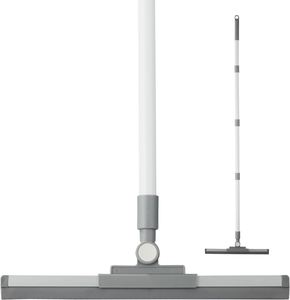 Dual-use Foldable Floor Glass Mop & Wiper Broom with <b>Pet</b> Hair Removal <b>Brushes</b> 31x95 CM Plastic Broomstick PP+TPR+S/S Grey/Yellow - Product Image 1