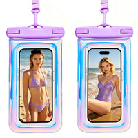Pochette étanche pour téléphone, sac étanche transparent en PVC IPX8 avec fermeture à rabat et cordon de cou pour les sports nautiques