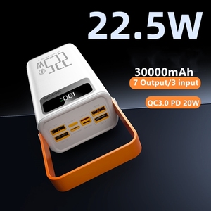 Banco de energía de alta capacidad 30000mAh 22,5 W Pantalla LED de carga rápida 4USB Tipo-C Banco de Energía de salida 30000mAh Construido en 2 cables 30cm - Product Image 4