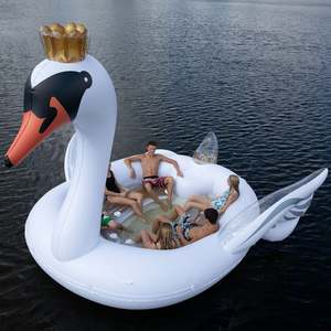 <span class=keywords><strong>Cisne</strong></span> <span class=keywords><strong>inflable</strong></span> de PVC ENORME con Isla Flotante dorada para entretenimiento en piscina infantil - Product Image 1