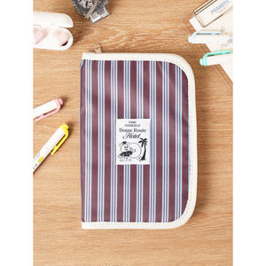 Portafoglio da viaggio in vera pelle a righe marrone fatto a mano con fodera in poliestere con Logo stampato da viaggio - Product Image 1