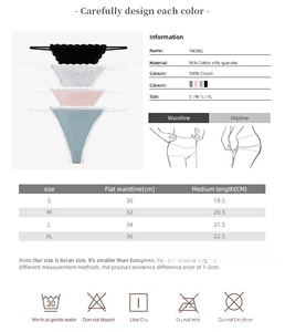 Slip G-string da donna in cotone a costine 95% a vita bassa con finiture in pizzo, morbido ed elasticizzato, per uso quotidiano - Product Image 6