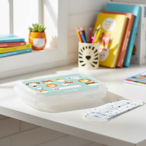 Boîte de rangement pratique pour la protection de la bouche/du nez, plastique durable (PP), transparent, 17 x 13 x 3,5 cm, collection Carla Kids - Product Image 3