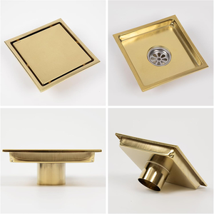 Vente en gros de drain de douche carré 2-en-1 en acier inoxydable 304 de 6 pouces, finition or brossé, avec insert de carrelage pour salle de bain - Product Image 5