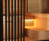 Auf Lager: Western Red Cedar Außensauna mit Panoramafenster, Sauna-Kaltwasserbecken-Kombination für Villen