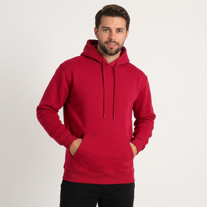 Sweat-shirt à capuche zippé pour homme, rouge, 100% coton molletonné, coupe classique, couleur unie, avec poche, vêtement d'hiver, logo personnalisé - Product Image 3